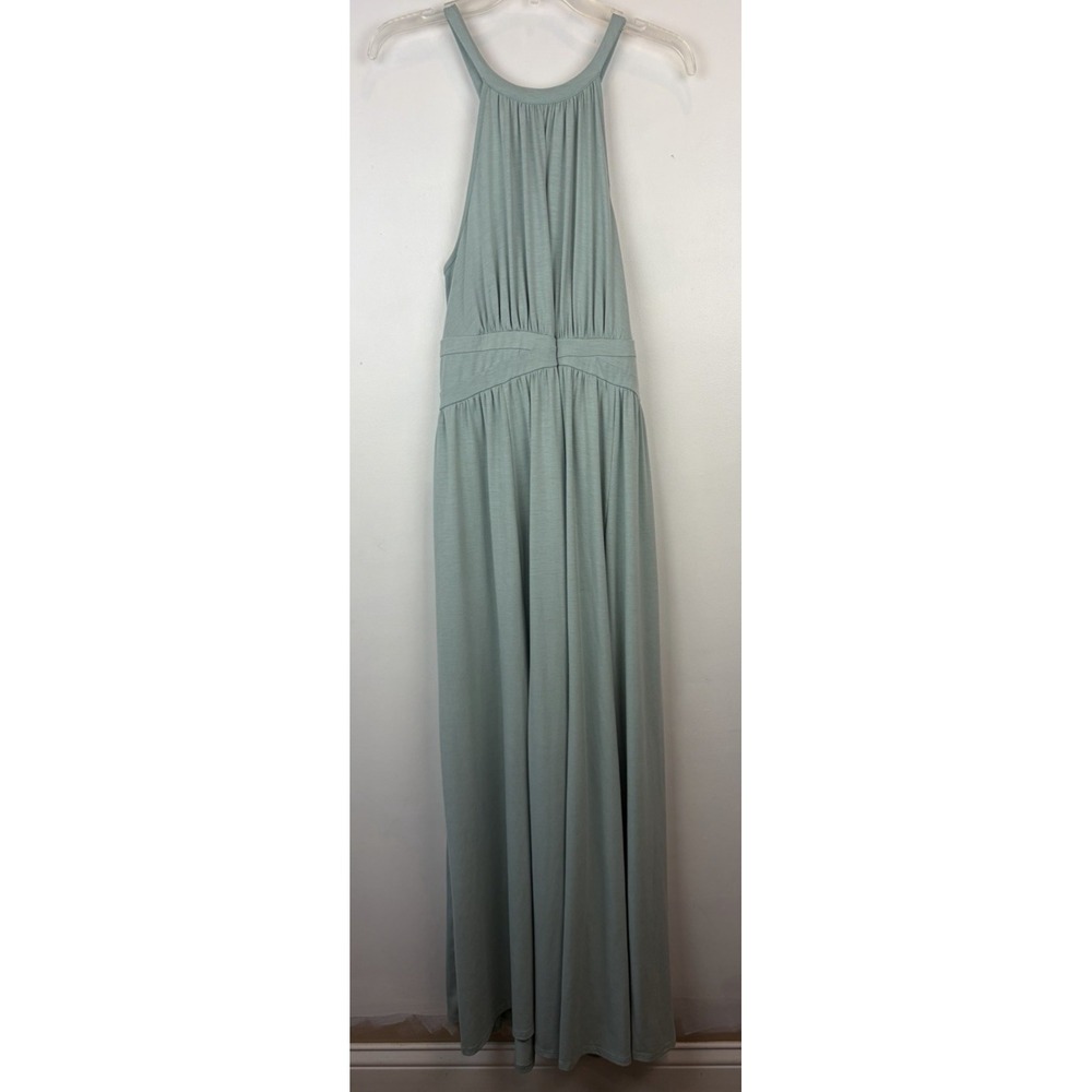 Torrid Maxi Dress 2X Sage Green Halter Neck Solid Pleated Jersey Plus Size